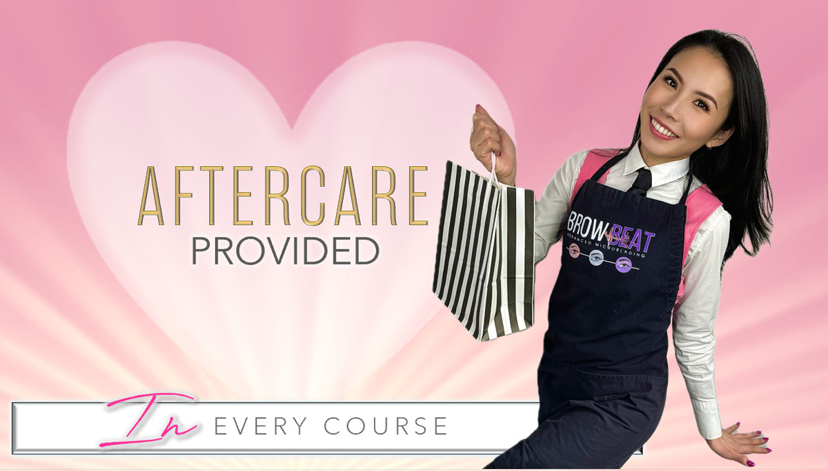 Aftercare papers and products included in training kit