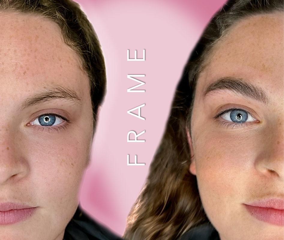 Before and after results from ombré brow Side-by-side before and after photos showing ombré brows