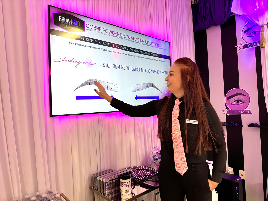 Screen showing brow training content during certification course