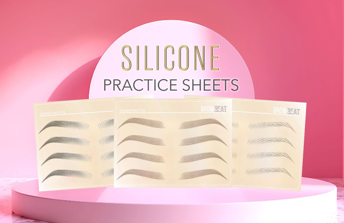 Silicone practice sheets included in microblading certification kit silicone skin for practicing brow strokes