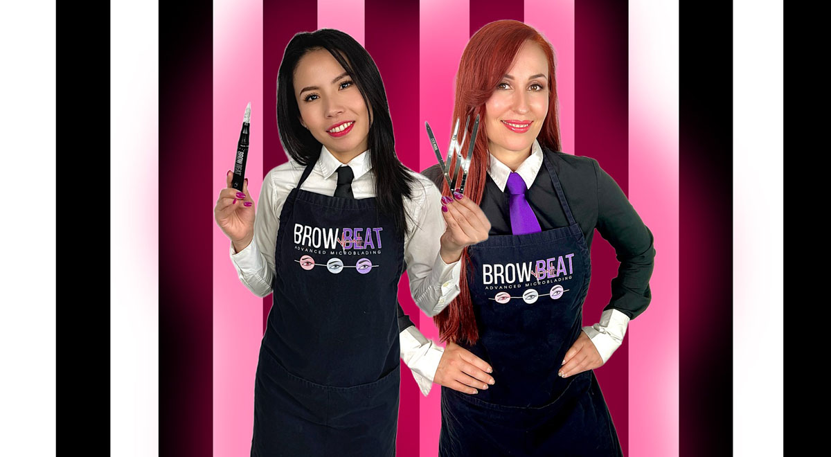 Brow trainer guiding a student’s practice in Dallas