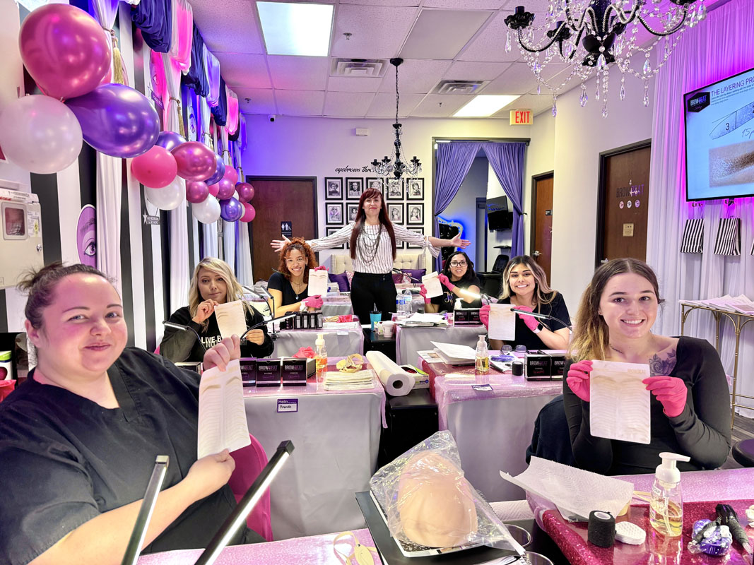 introduction to powder brow training PMU student shading silicone brows