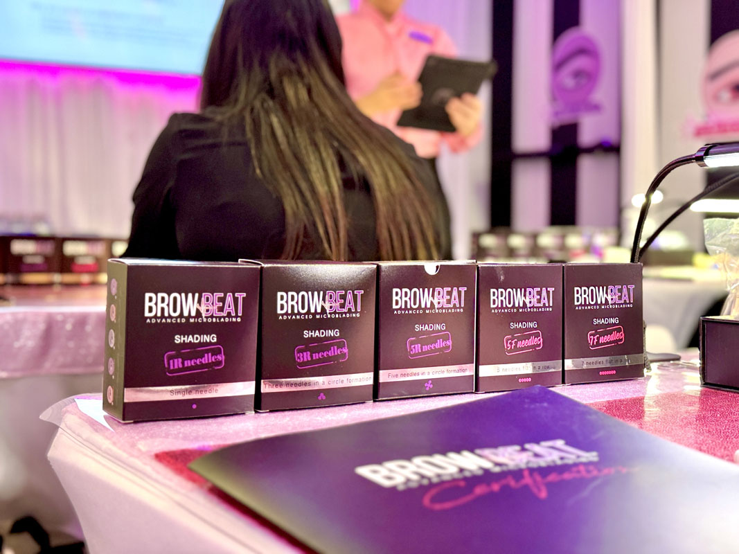 Student completing powder brow certification at BrowBeat Texas